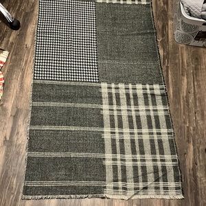 Plaid, houndstooth, grey and cream multiple patterned scarf